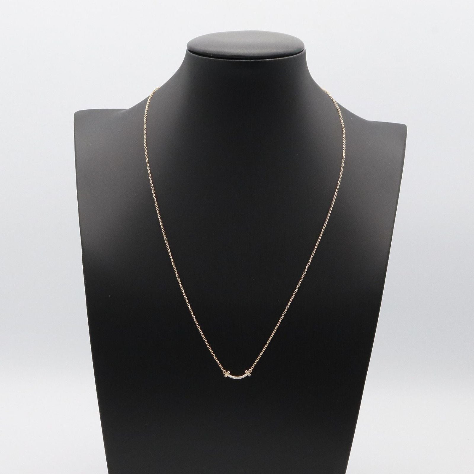 Tiffany & Co Necklace T Smile Mini Diamond 40.5 46 cm 18k Pink Gold — view 5