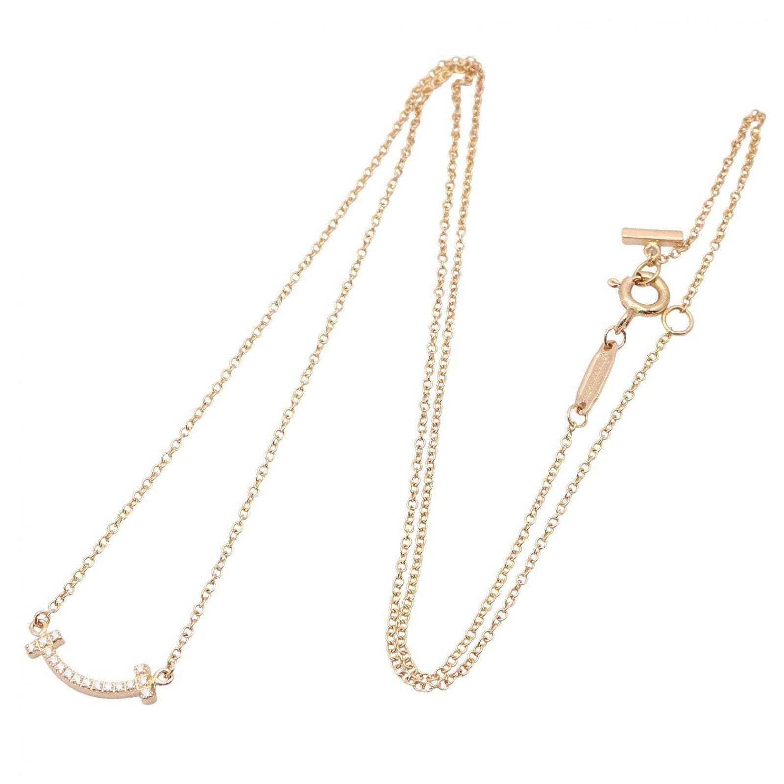 Tiffany & Co Necklace T Smile Mini Diamond 40 45.5 cm 18k — view 2