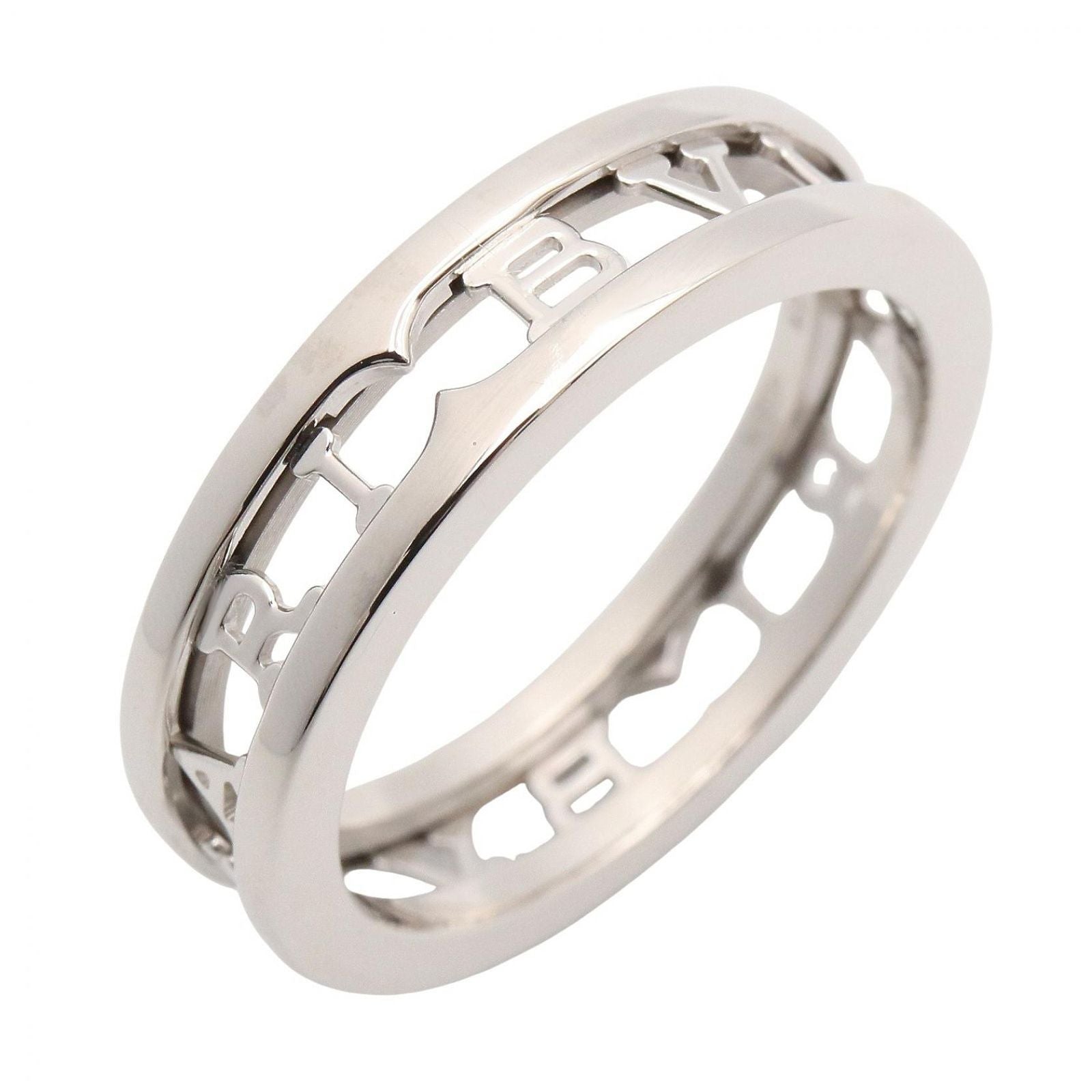 Bvlgari Ring Open Logo Spiral 18k White Gold