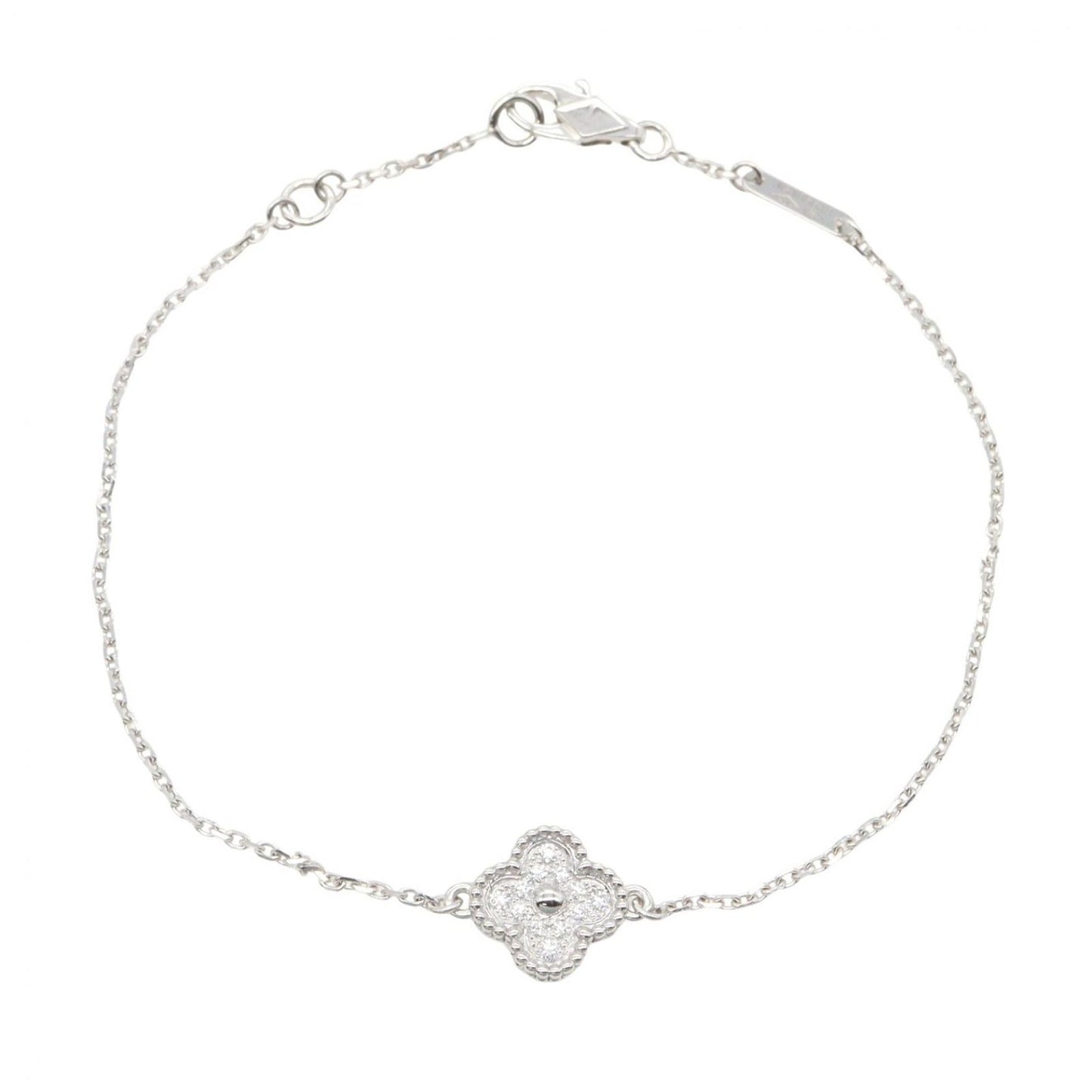 Van Cleef & Arpels Bracelet Sweet Alhambra Diamond 15.5 17 cm 18k White Gold