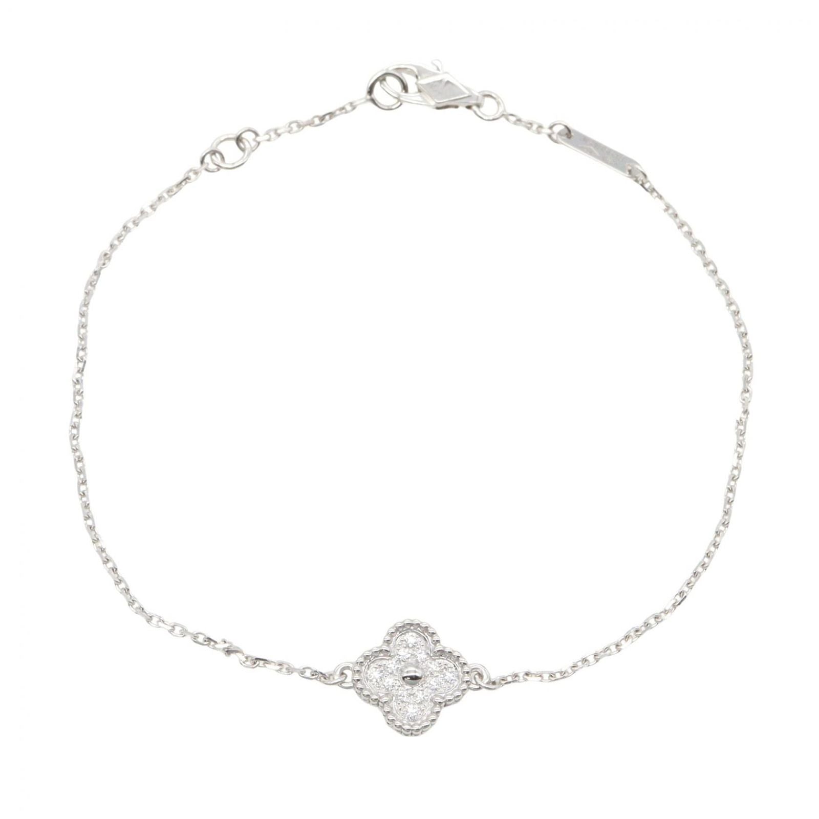 Van Cleef & Arpels Bracelet Sweet Alhambra Diamond 15.5 17 cm 18k White Gold