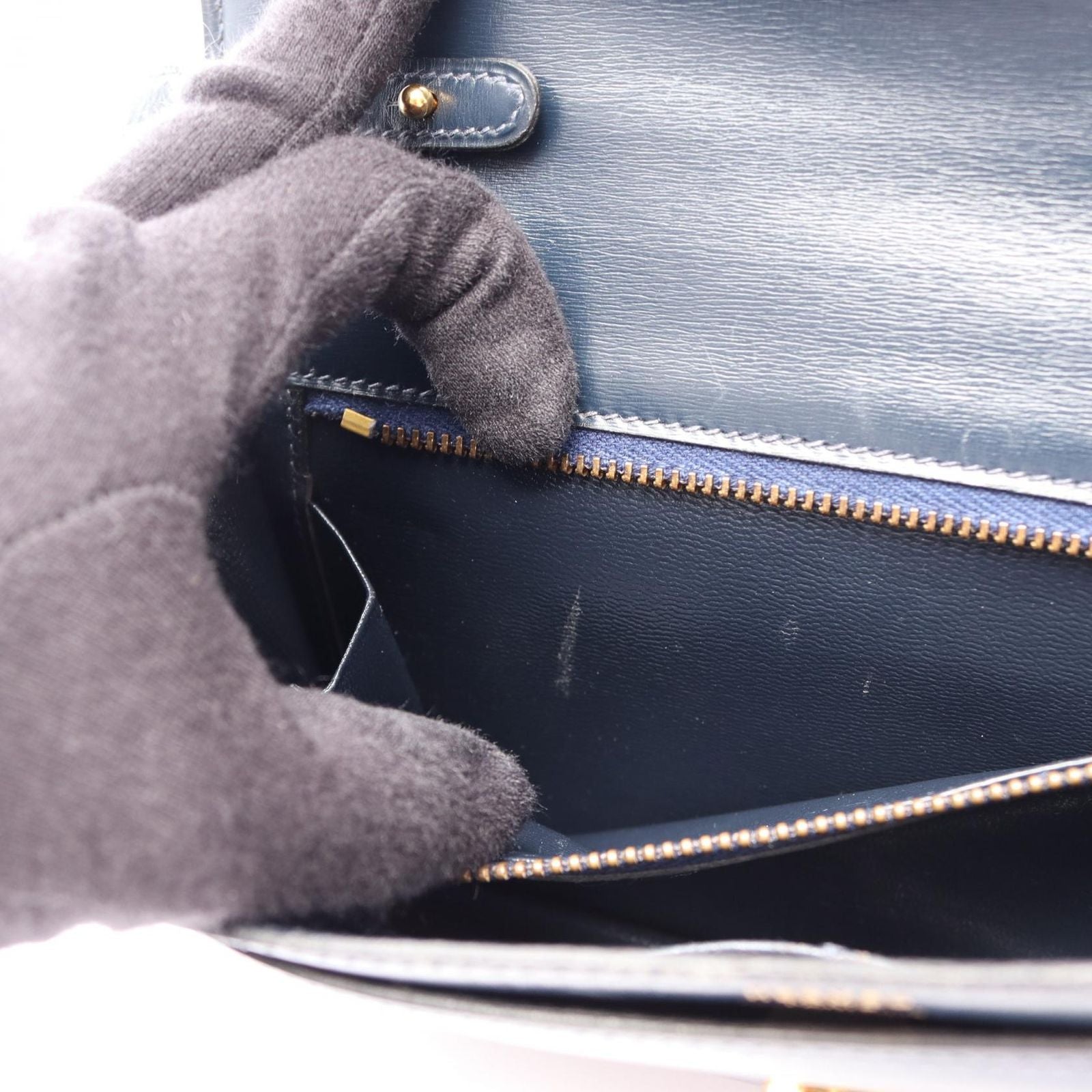 Hermes Shoulder Bag Vintage Tassel Blue Indigo Calf — view 8