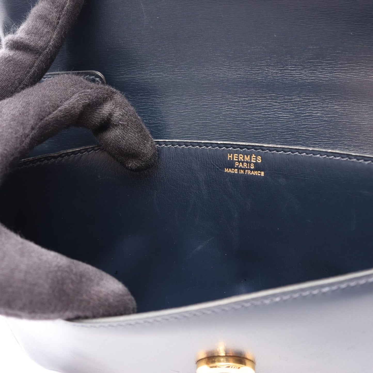 Hermes Shoulder Bag Vintage Tassel Blue Indigo Calf — view 7