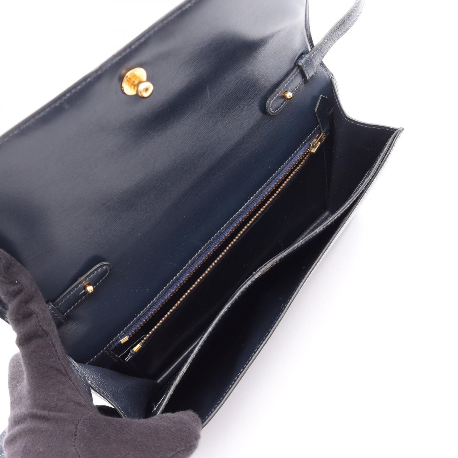 Hermes Shoulder Bag Vintage Tassel Blue Indigo Calf — view 3