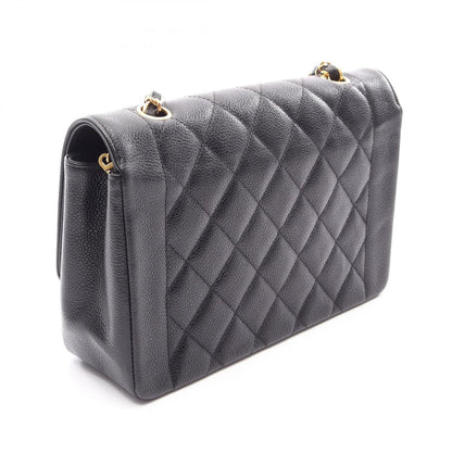 Chanel Shoulder Bag Quilted Diana Flap Black Caviar Leather Chain — view 2