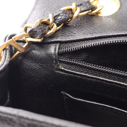 Chanel Shoulder Bag Quilted Diana Flap Black Caviar Leather Chain — view 8
