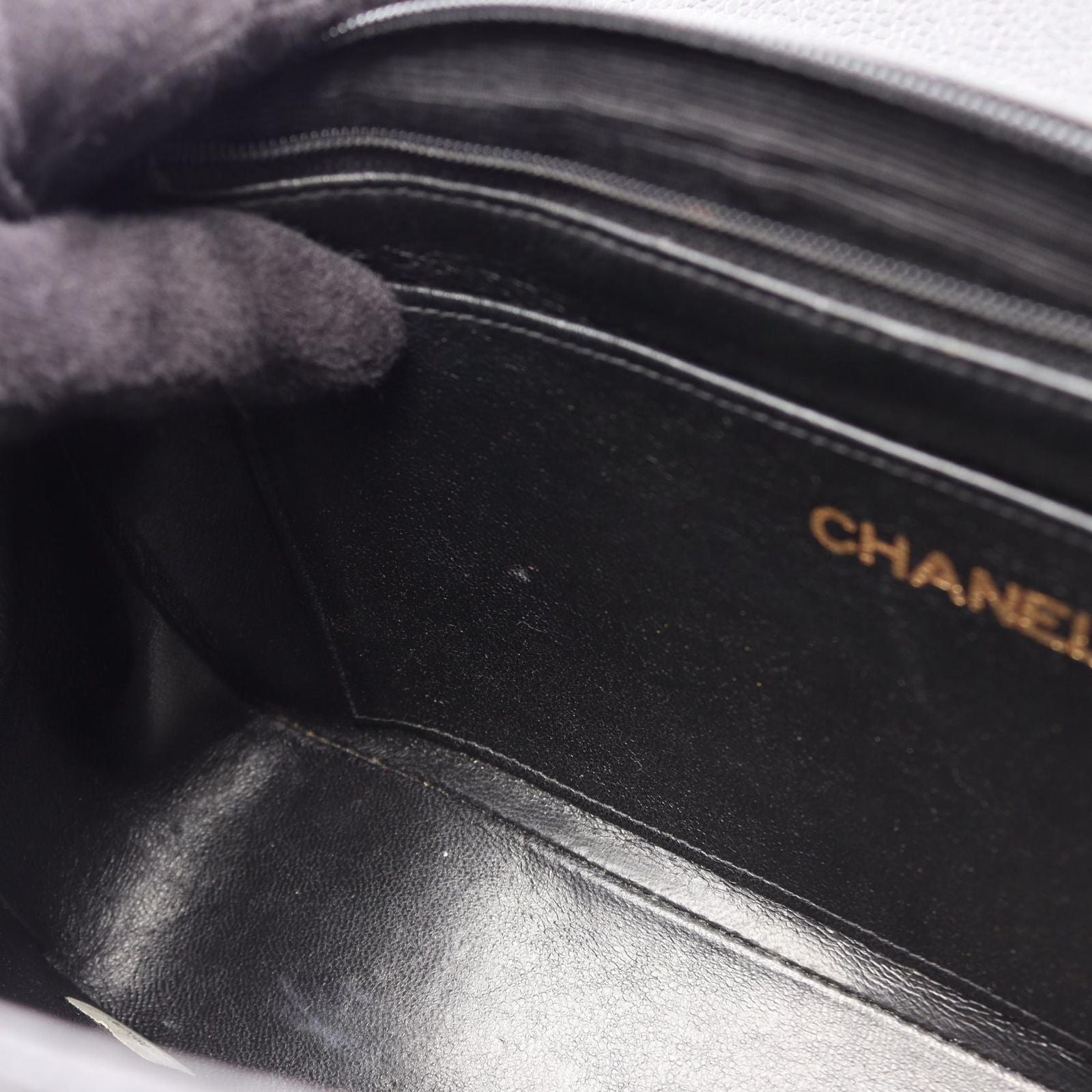 Chanel Shoulder Bag Quilted Diana Flap Black Caviar Leather Chain — view 7