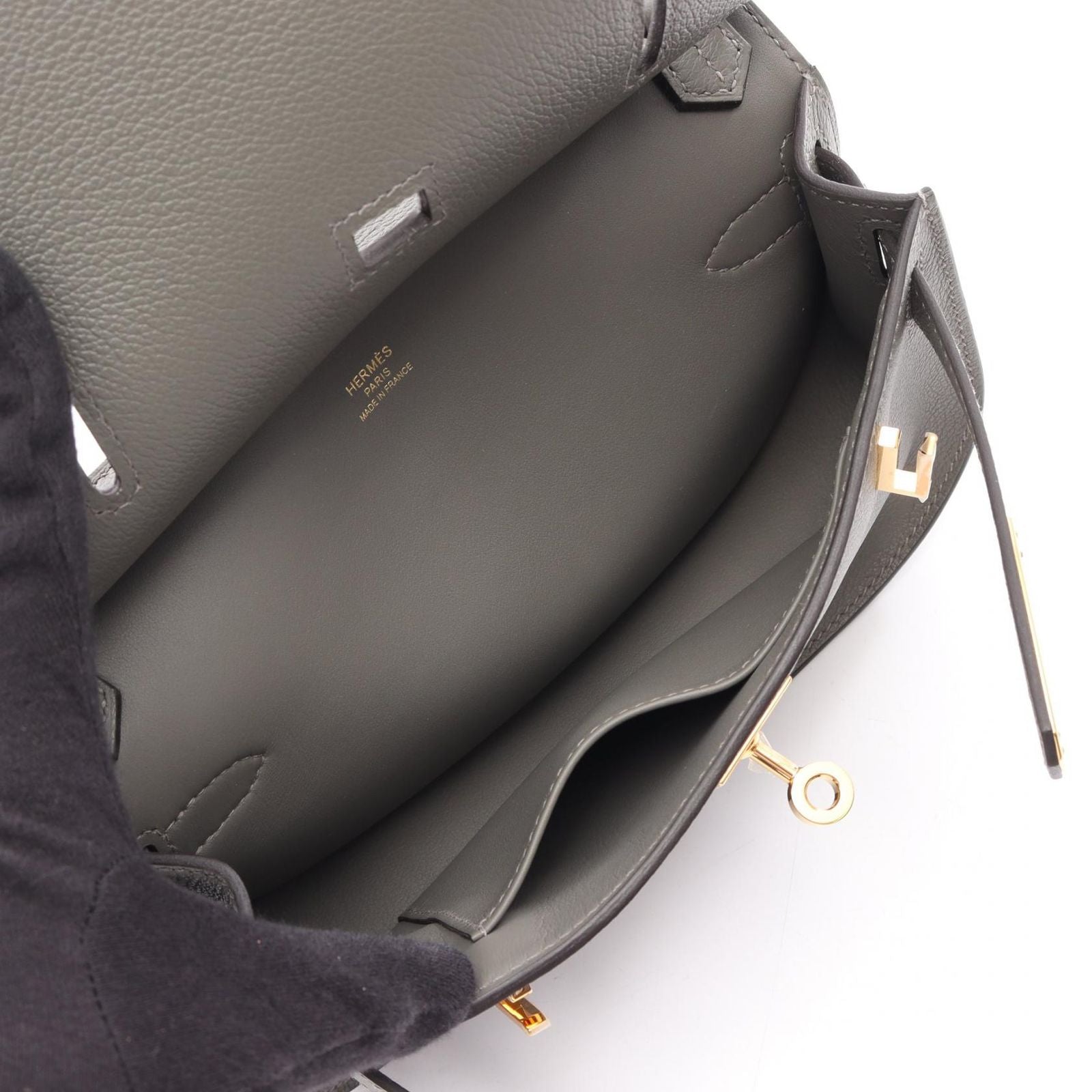 Hermes Shoulder Bag Gipsiere Mini Gris Meyer Grimeer — view 3