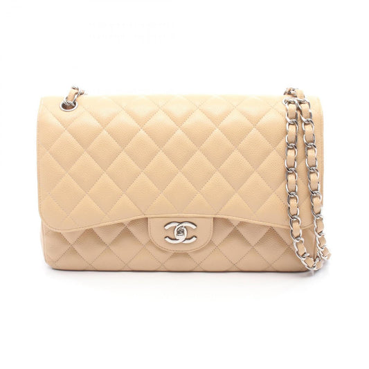 Chanel Shoulder Bag Deca Quilted 30 Classic Large Double Flap Beige Calf Chain