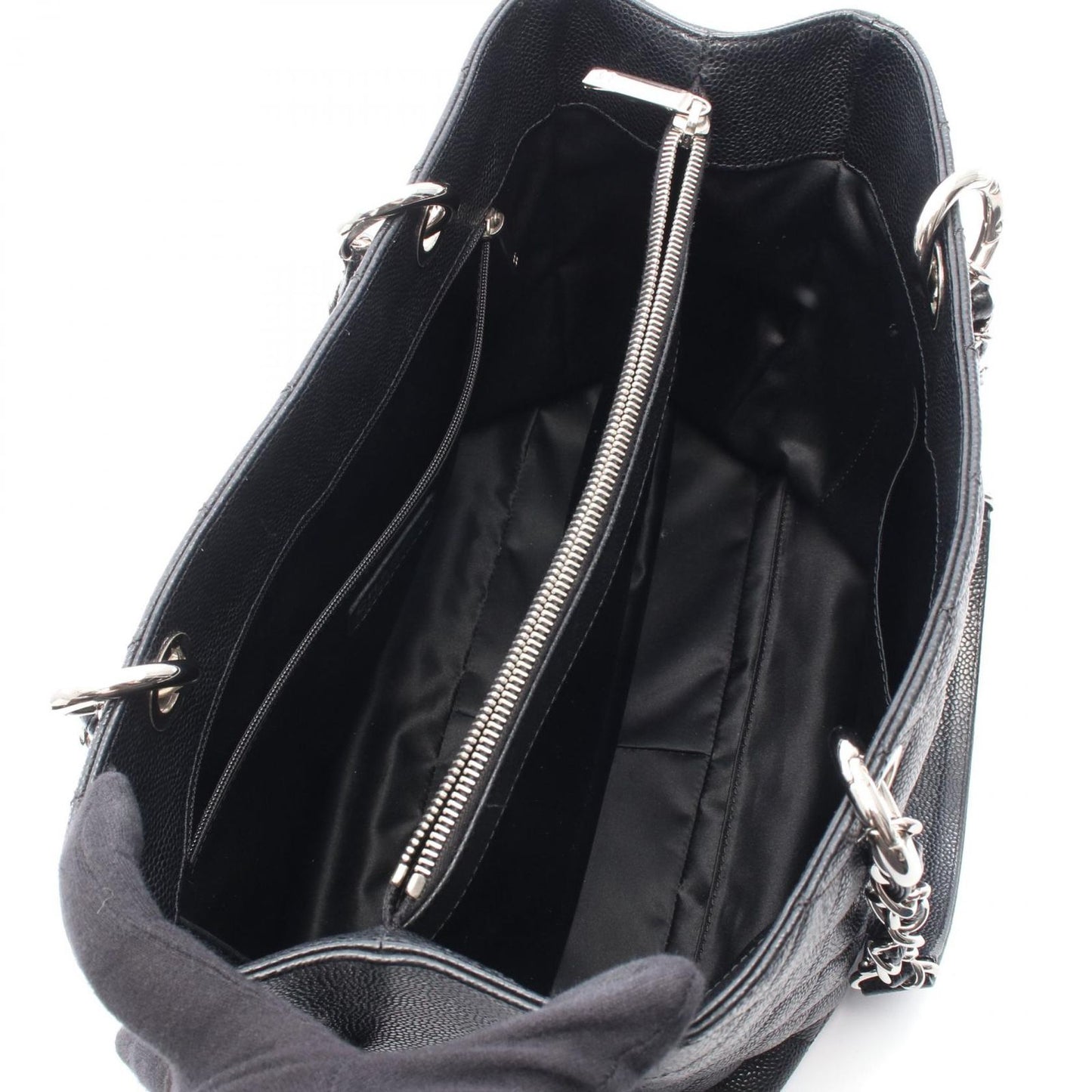 Chanel Tote Quilted Grand Shopping GST Black Calf Chain — view 3