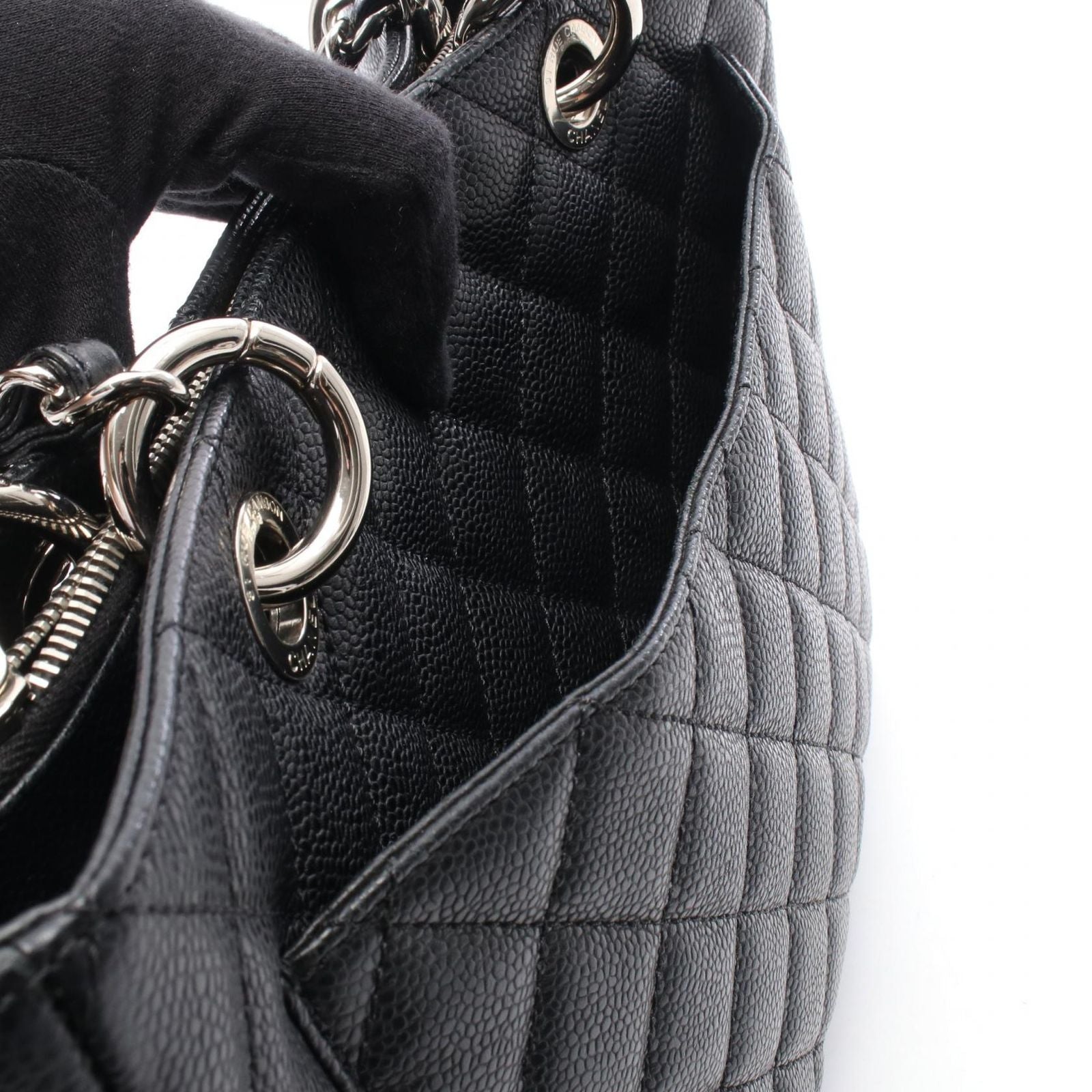 Chanel Tote Quilted Grand Shopping GST Black Calf Chain — view 6