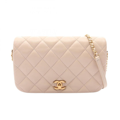 Chanel Shoulder Bag Quilted Classic Full Flap Beige Leather Chain