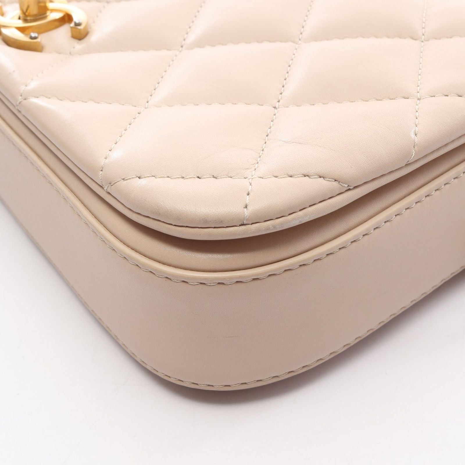 Chanel Shoulder Bag Quilted Classic Full Flap Beige Leather Chain — view 8