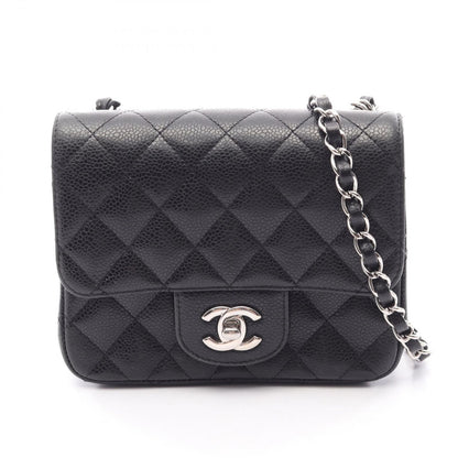 Chanel Shoulder Bag Mini Quilted Black Calf Mini Chain