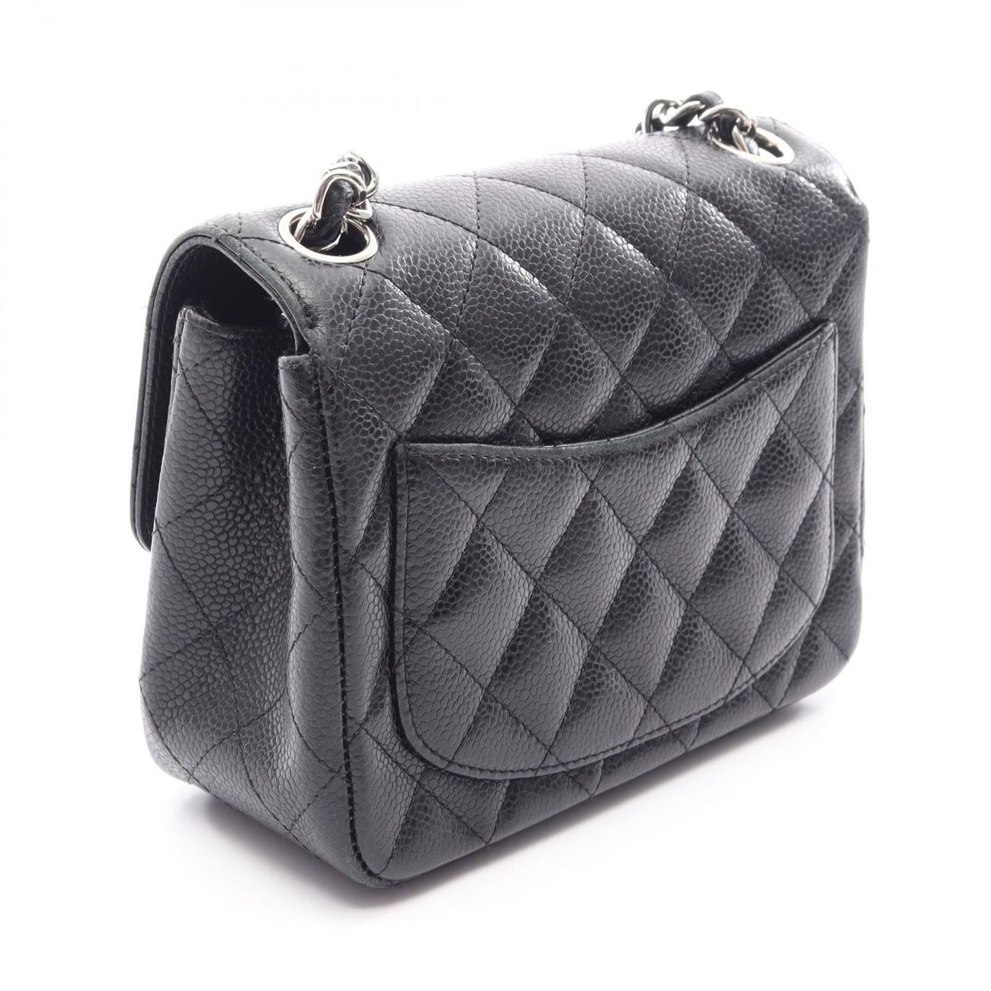 Chanel Shoulder Bag Mini Quilted Black Calf Mini Chain — view 2