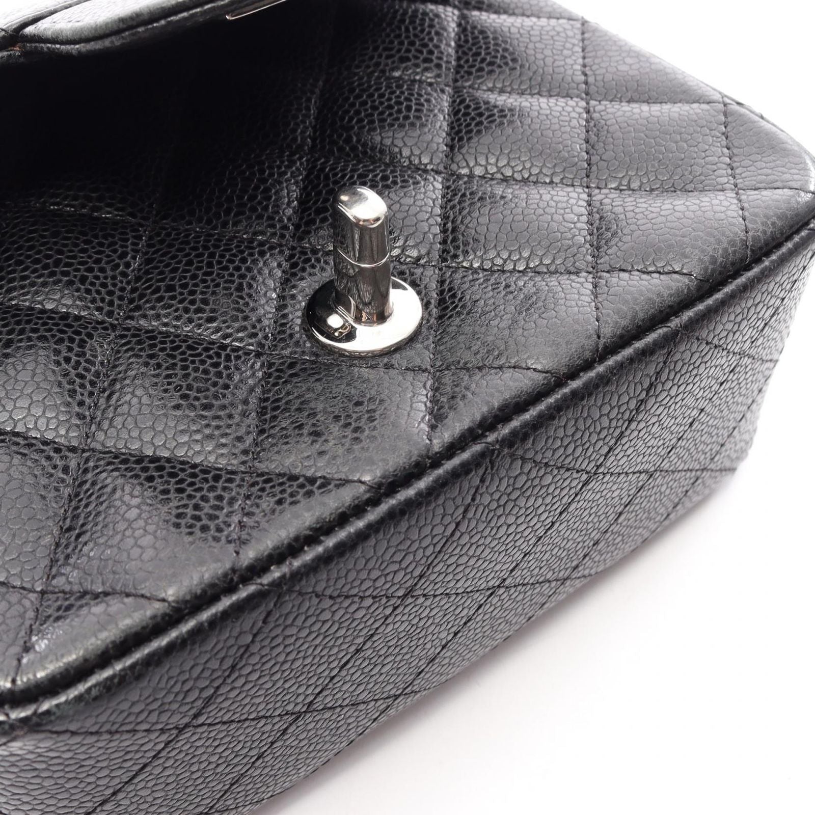 Chanel Shoulder Bag Mini Quilted Black Calf Mini Chain — view 9