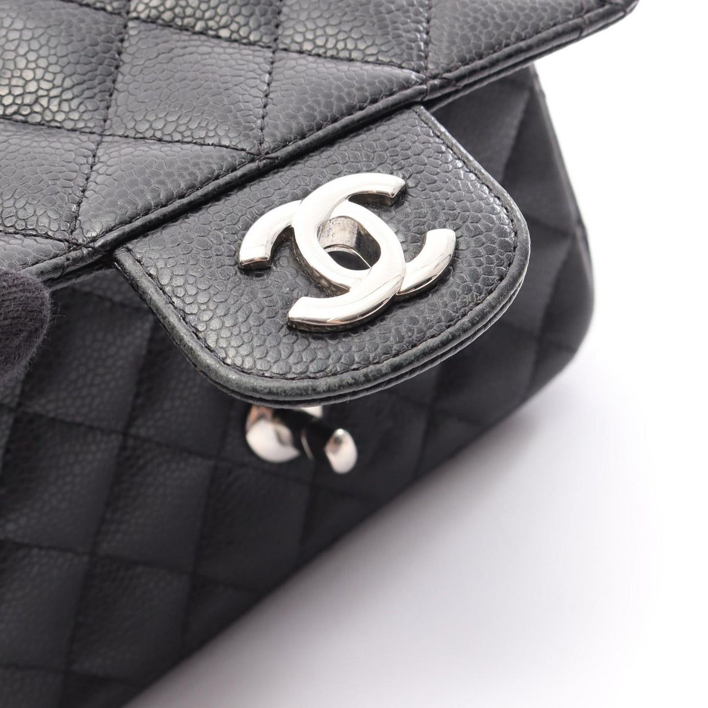 Chanel Shoulder Bag Mini Quilted Black Calf Mini Chain — view 8