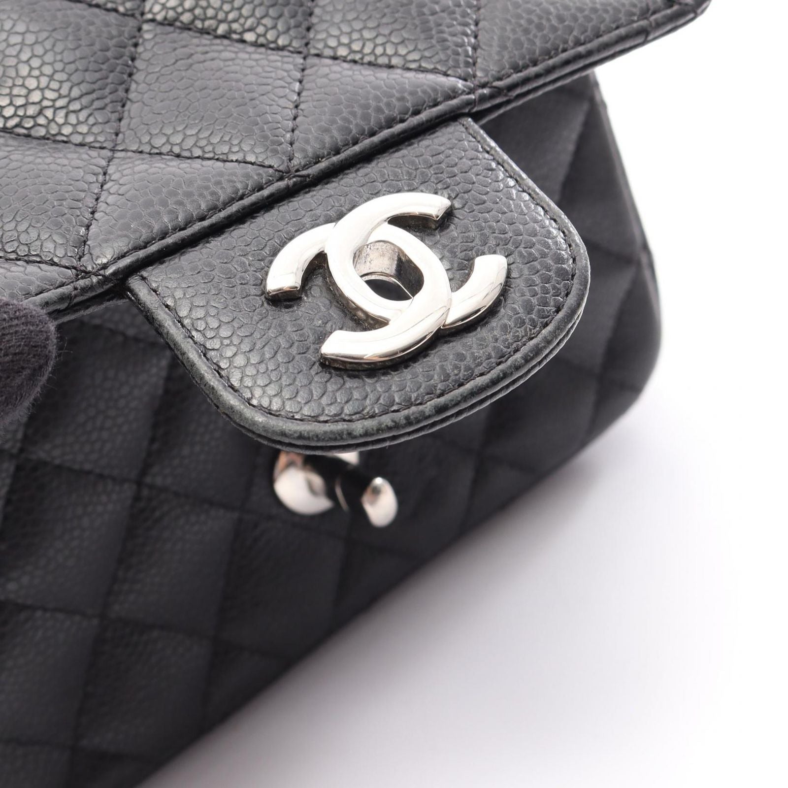 Chanel Shoulder Bag Mini Quilted Black Calf Mini Chain — view 8