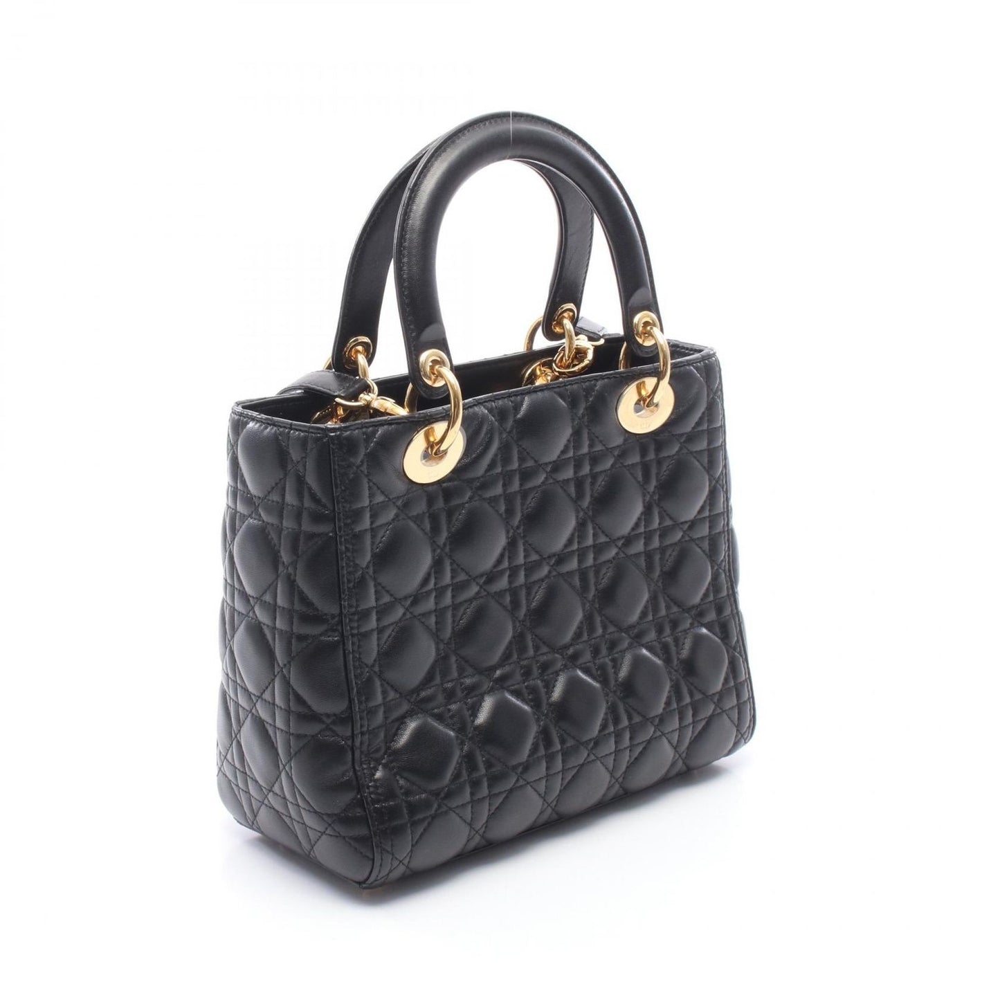 Dior Handbag Lady Dior 2-Way Black Leather Cannage Tote — view 2