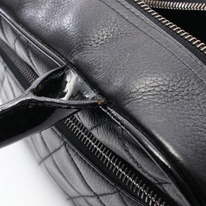Chanel Quilted Mini Black Leather Patent Mini Boston — view 7