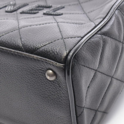 Chanel Quilted Mini Black Leather Patent Mini Boston — view 9