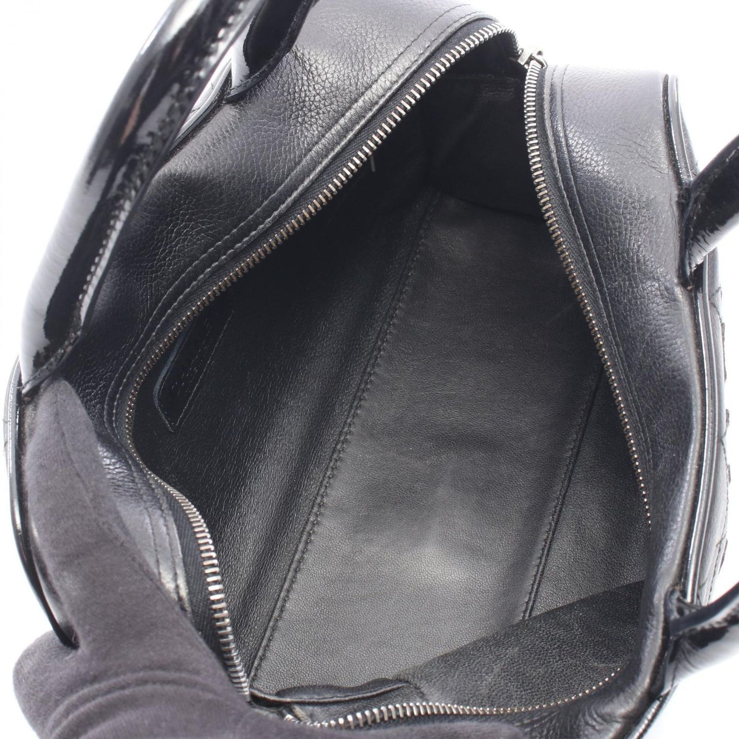 Chanel Quilted Mini Black Leather Patent Mini Boston — view 3