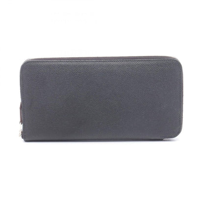 Hermes Round Wallet Azap Long Silk in Black Leather Calf in