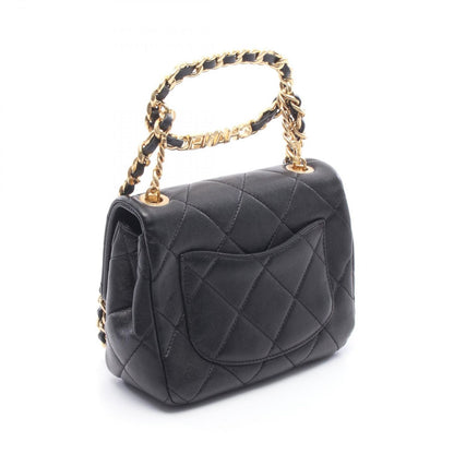 Chanel Shoulder Bag Mini Quilted Top Handle 2-Way Black Lambskin Mini Chain — view 2