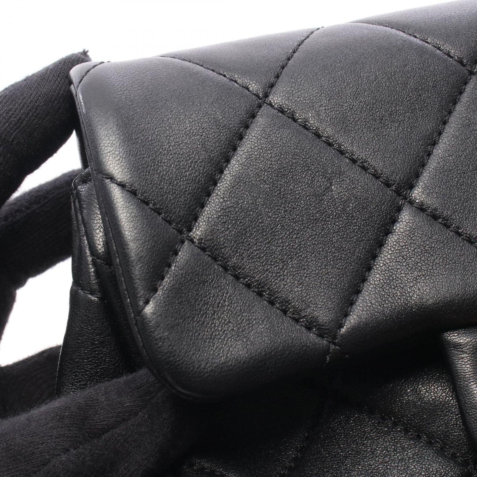 Chanel Shoulder Bag Mini Quilted Top Handle 2-Way Black Lambskin Mini Chain — view 9