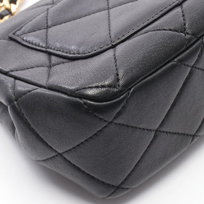 Chanel Shoulder Bag Mini Quilted Top Handle 2-Way Black Lambskin Mini Chain — view 7