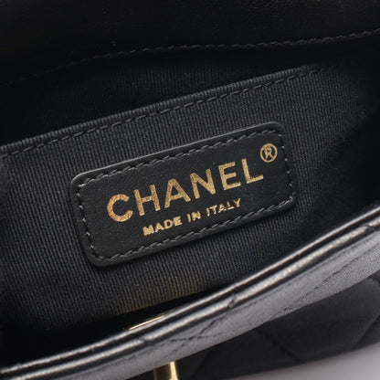 Chanel Shoulder Bag Mini Quilted Top Handle 2-Way Black Lambskin Mini Chain — view 4