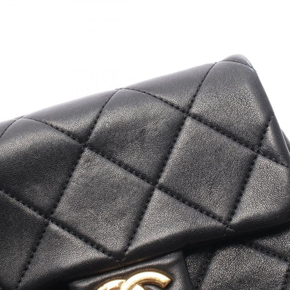 Chanel Shoulder Bag Mini Quilted Top Handle 2-Way Black Lambskin Mini Chain — view 8