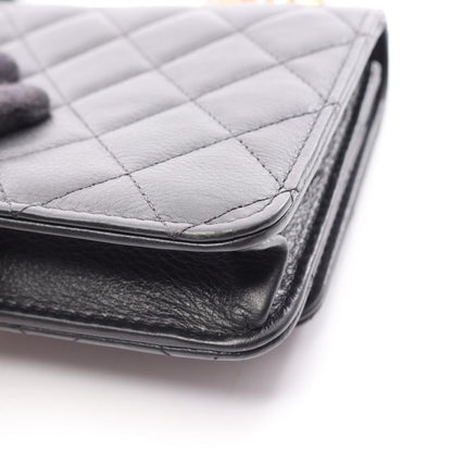 Chanel Shoulder Bag Quilted Black Lambskin Coco Pearl Chain Wallet — view 9