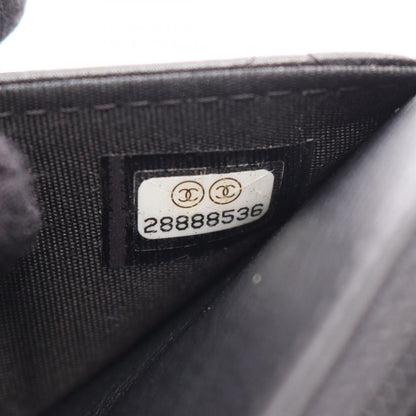 Chanel Shoulder Bag Quilted Black Lambskin Coco Pearl Chain Wallet — view 5