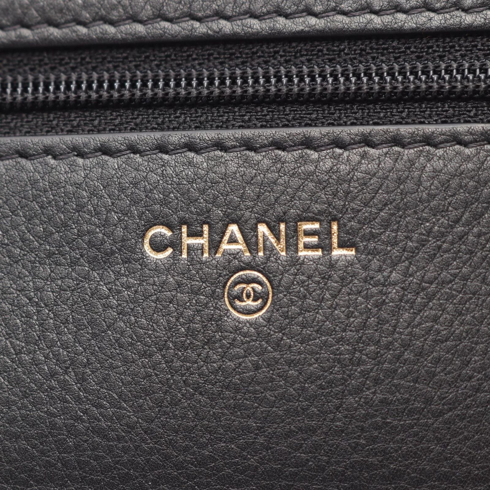Chanel Shoulder Bag Quilted Black Lambskin Coco Pearl Chain Wallet — view 4