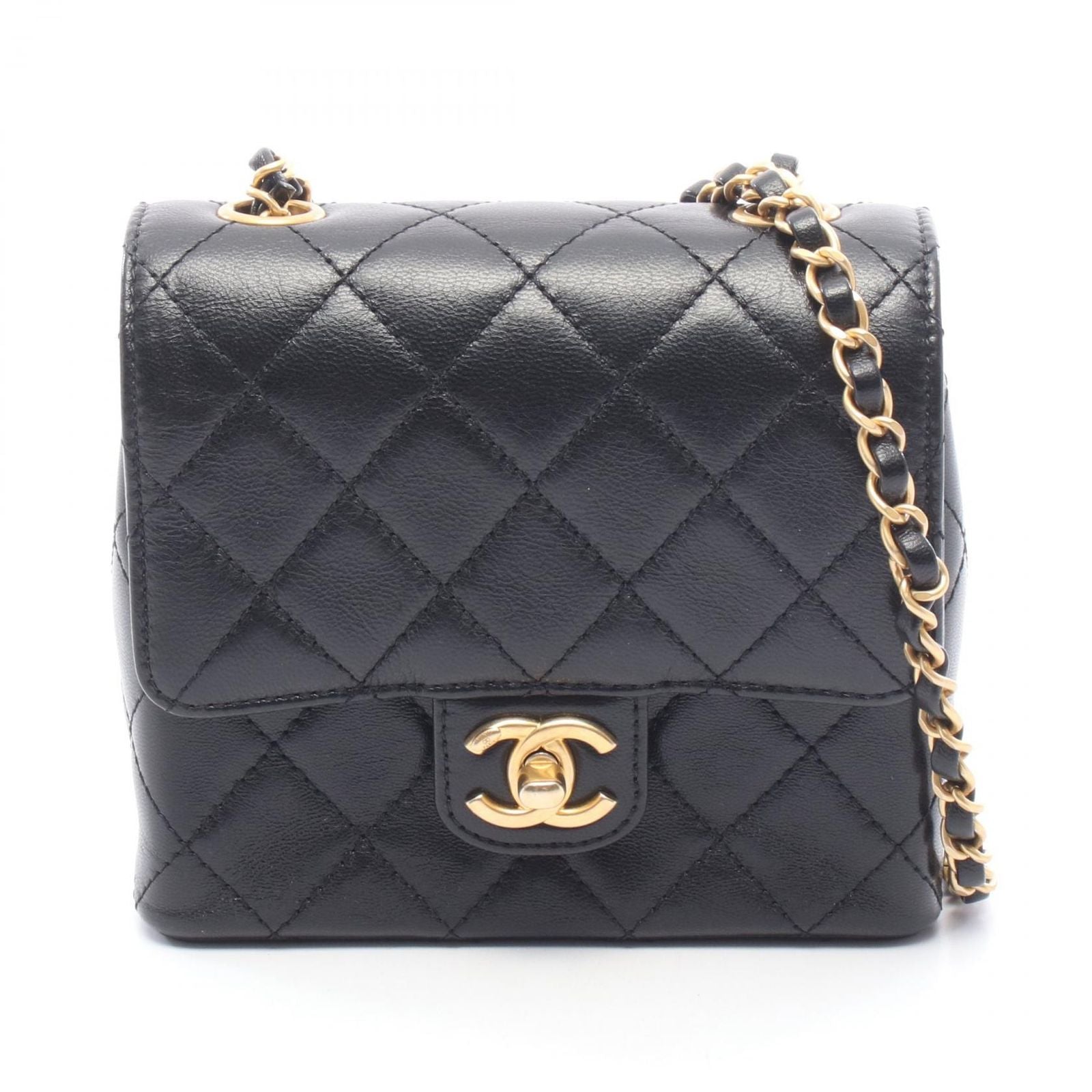 Chanel Shoulder Bag Quilted Small Flap Black Leather Chain