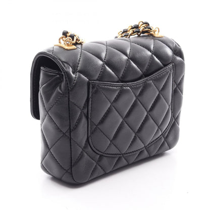 Chanel Shoulder Bag Mini Quilted Black Lambskin Chain — view 2