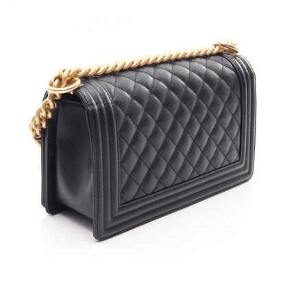 Chanel Shoulder Bag Boy Black Caviar Leather Boy Chain — view 2