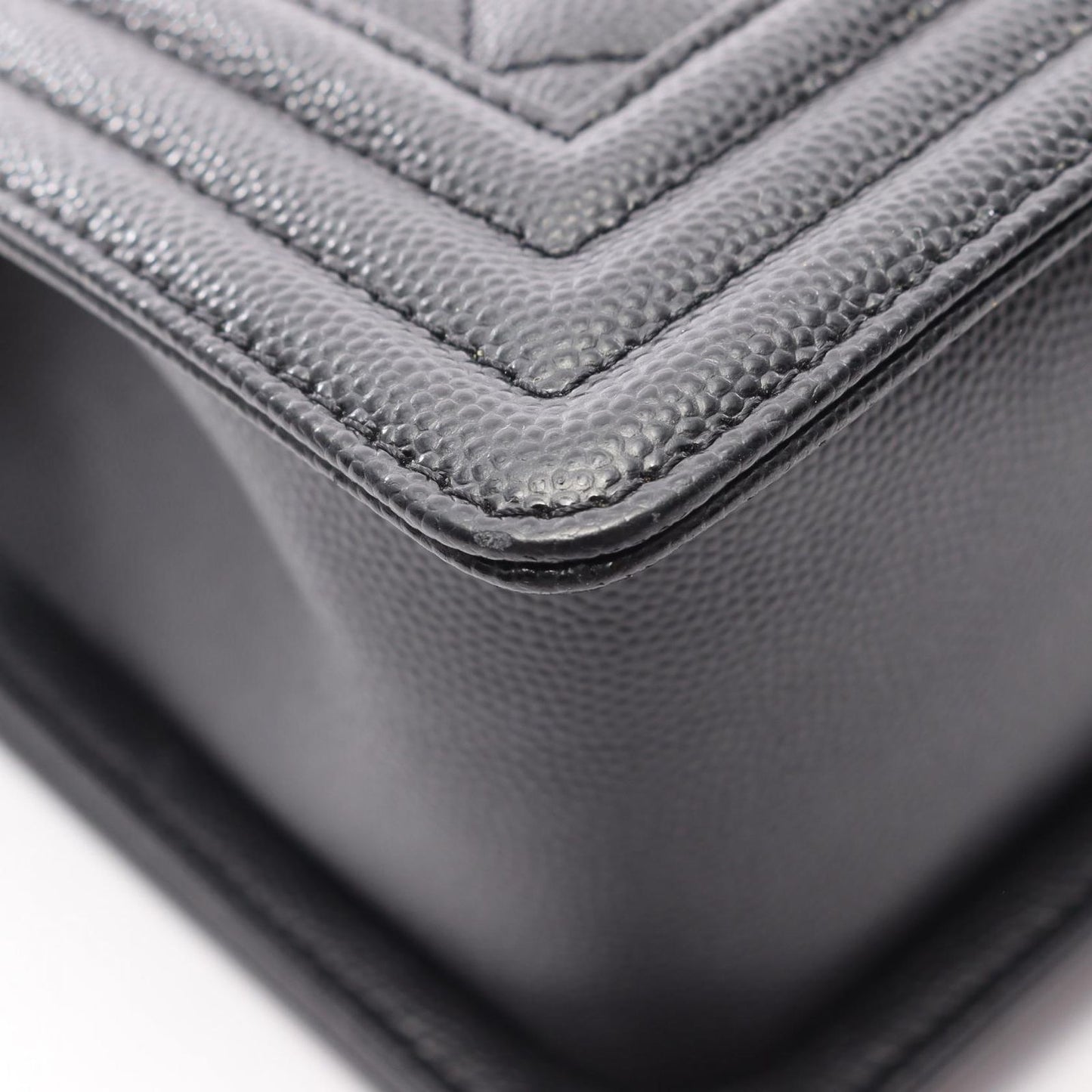 Chanel Shoulder Bag Boy Black Caviar Leather Boy Chain — view 9