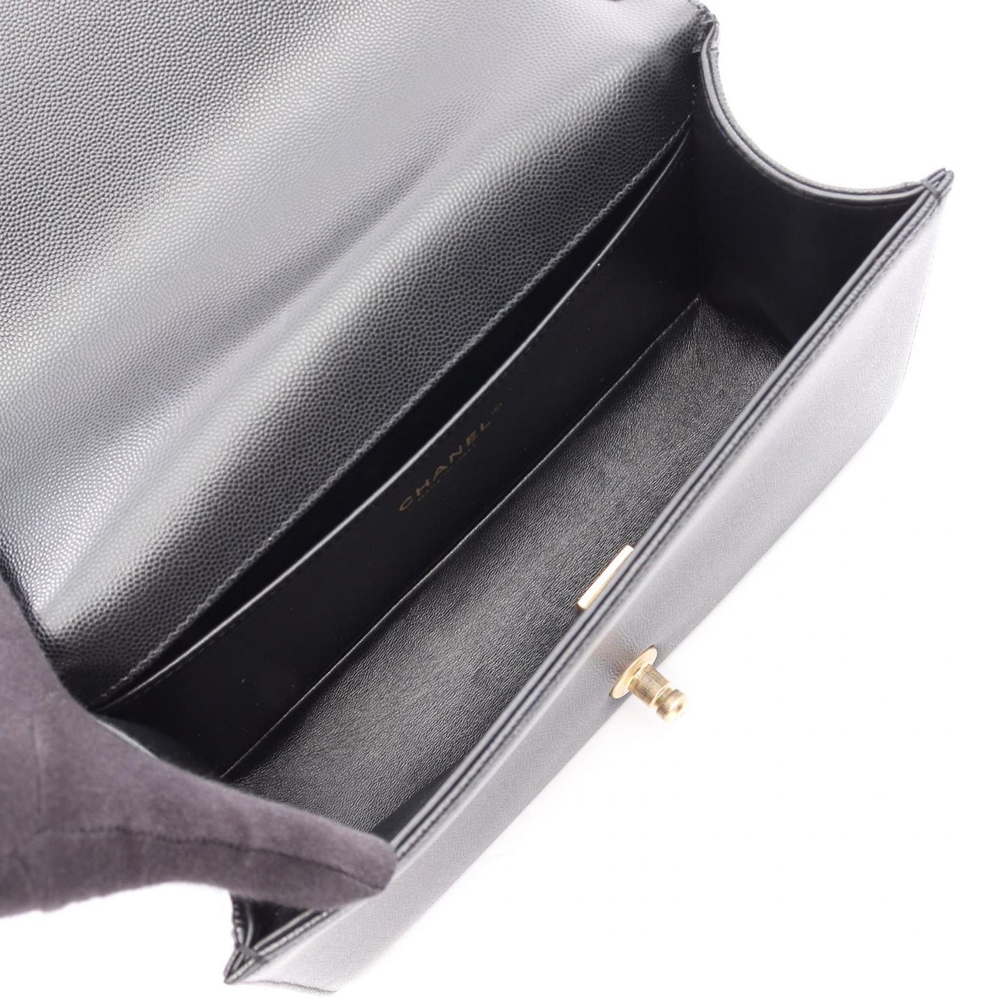 Chanel Shoulder Bag Boy Black Caviar Leather Boy Chain — view 3