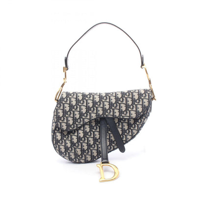 Dior Handbag Saddle Oblique Navy Canvas Leather