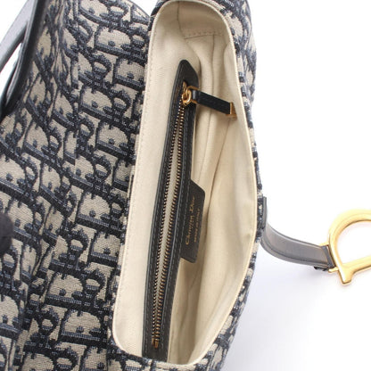 Dior Handbag Saddle Oblique Navy Canvas Leather — view 3