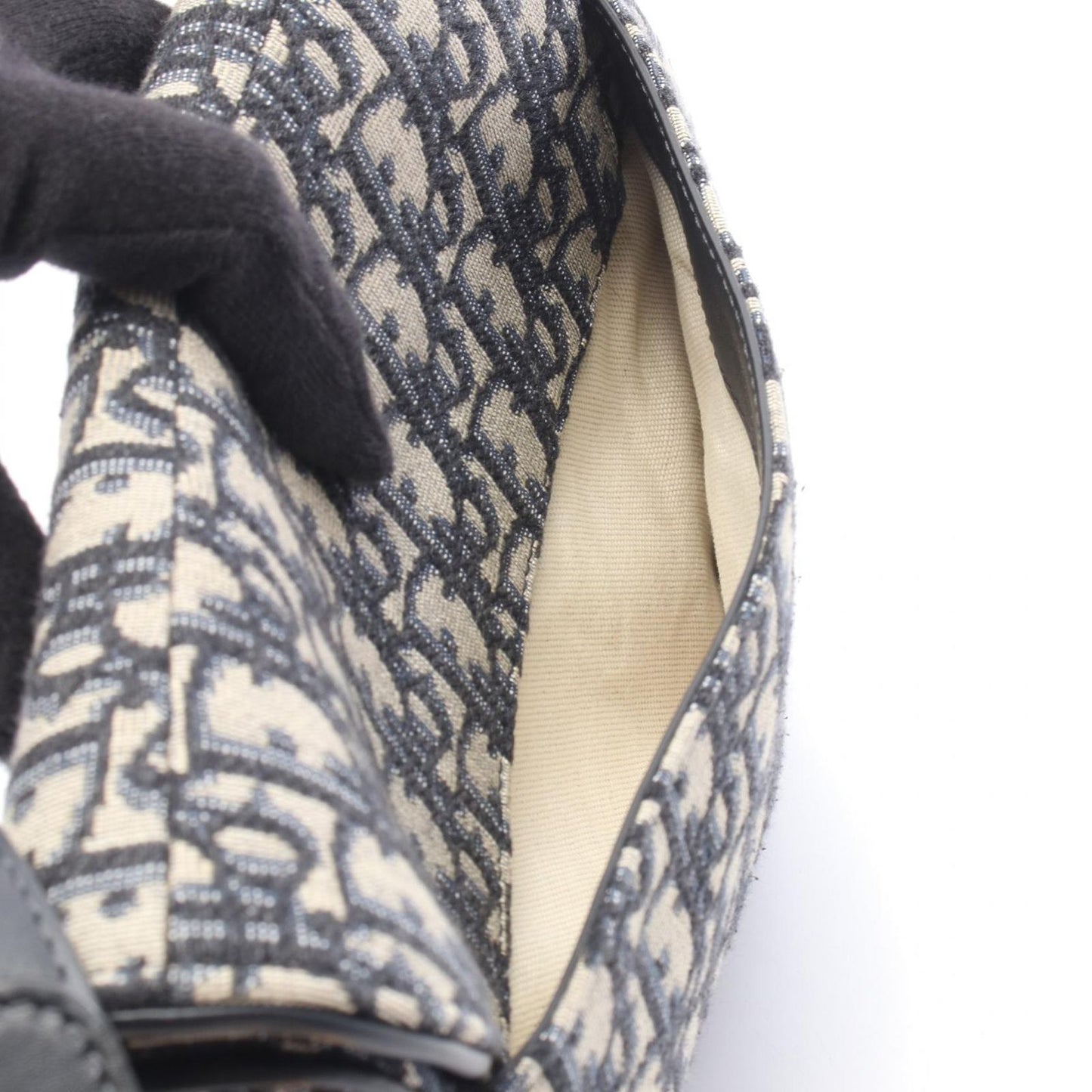 Dior Handbag Saddle Oblique Navy Canvas Leather — view 5