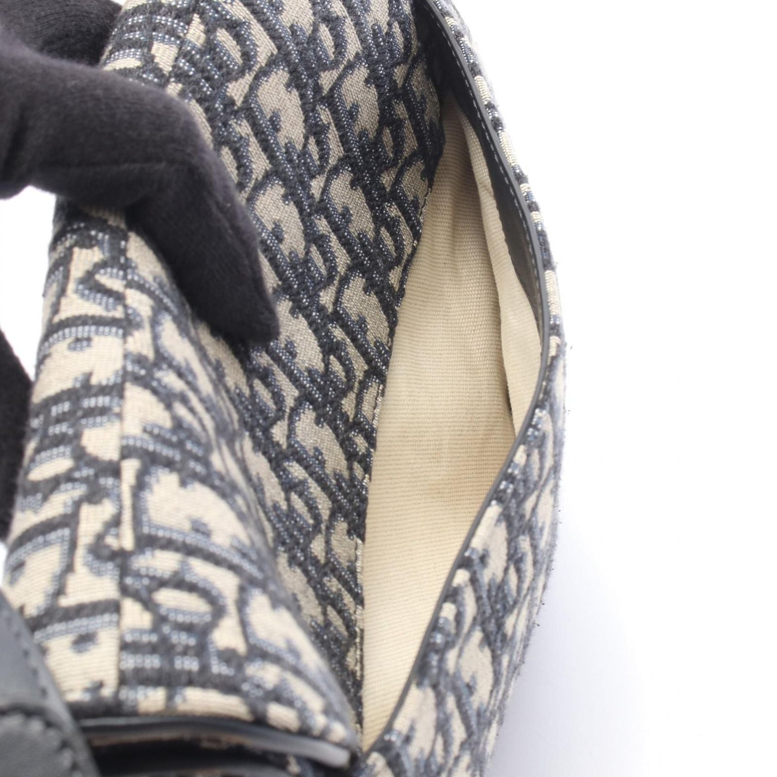 Dior Handbag Saddle Oblique Navy Canvas Leather — view 5