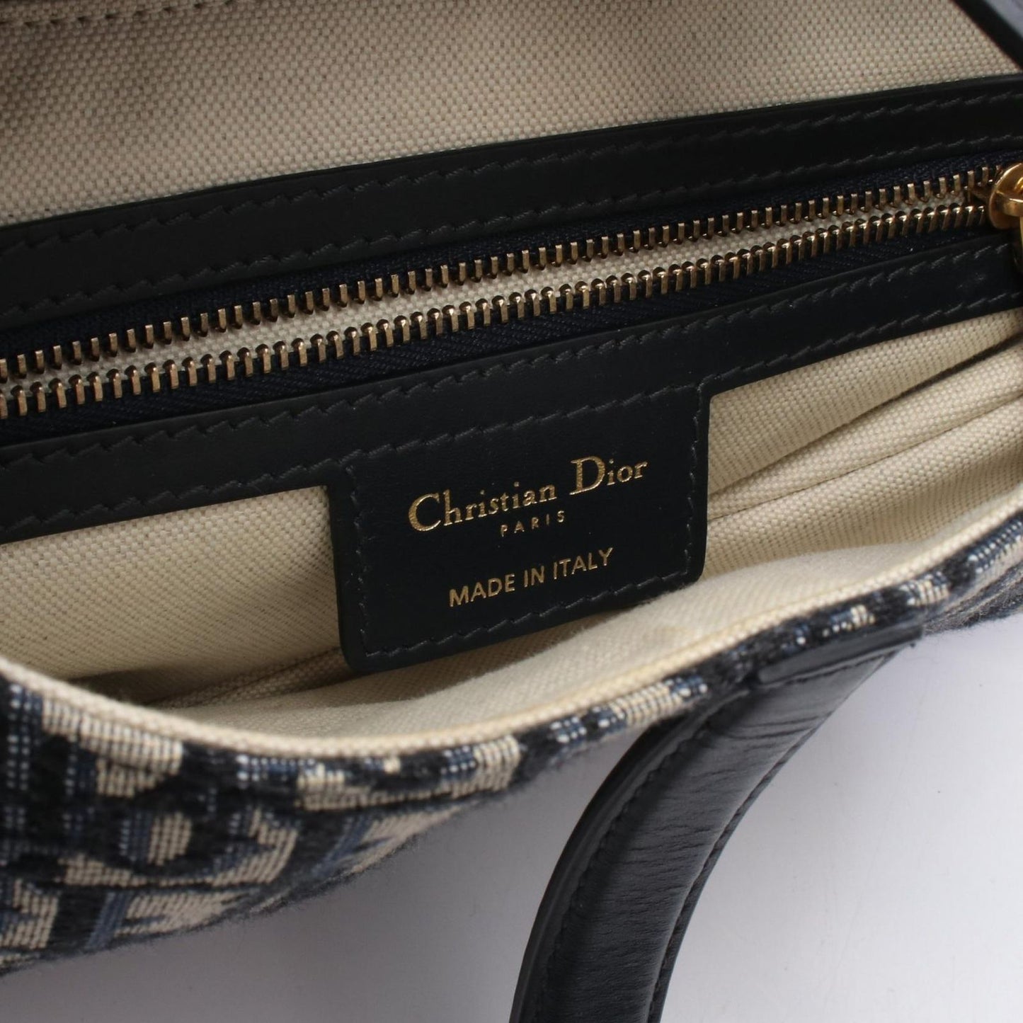 Dior Handbag Saddle Oblique Navy Canvas Leather — view 4