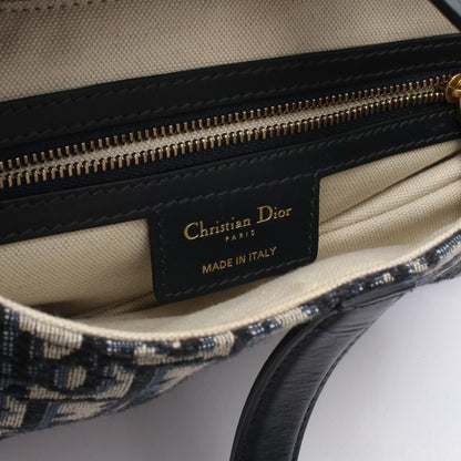 Dior Handbag Saddle Oblique Navy Canvas Leather — view 4