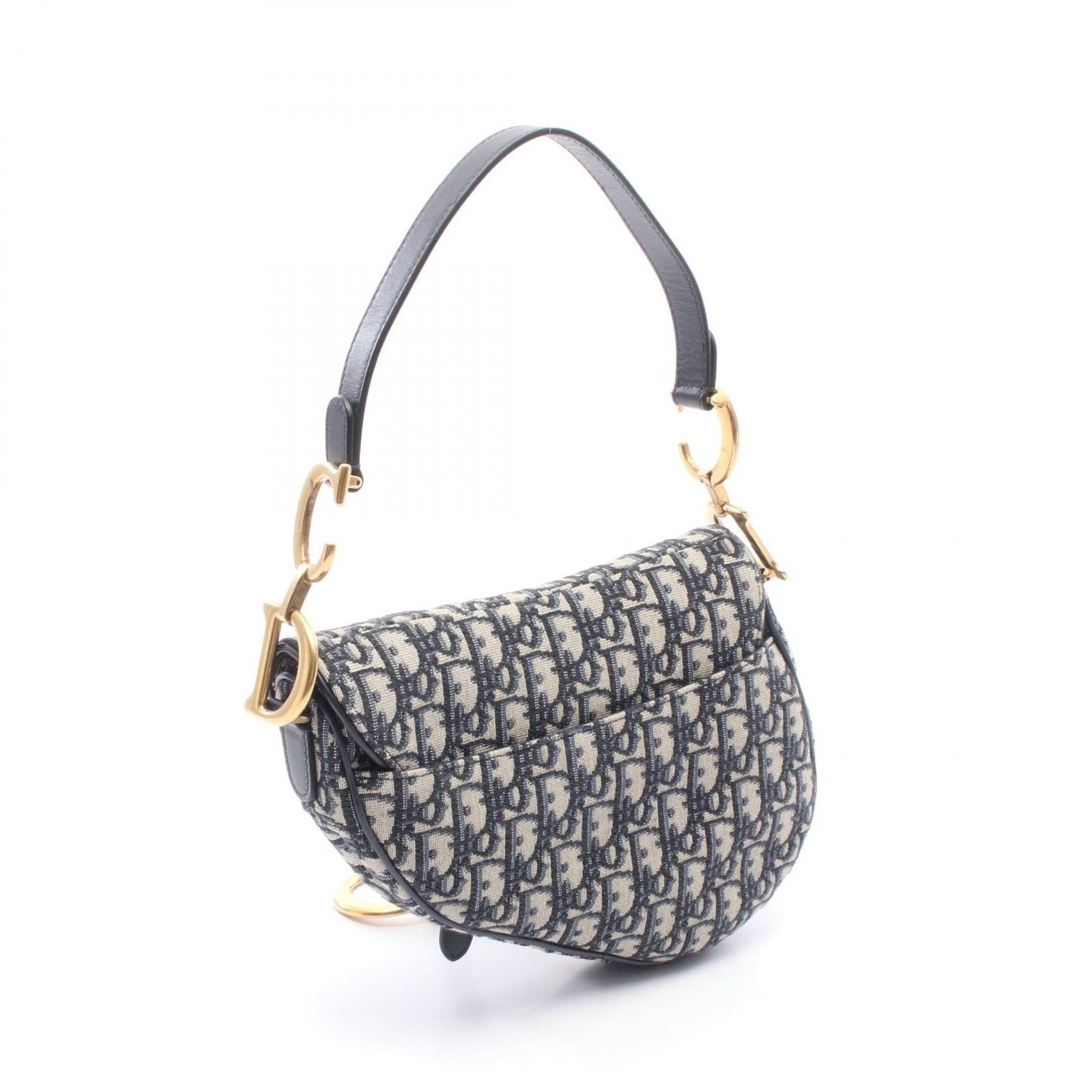 Dior Handbag Saddle Oblique Navy Canvas Leather — view 2