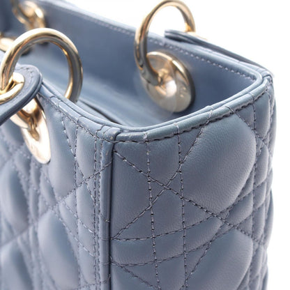 Dior Handbag Lady Dior Cannage 2-Way Blue Leather Tote — view 6