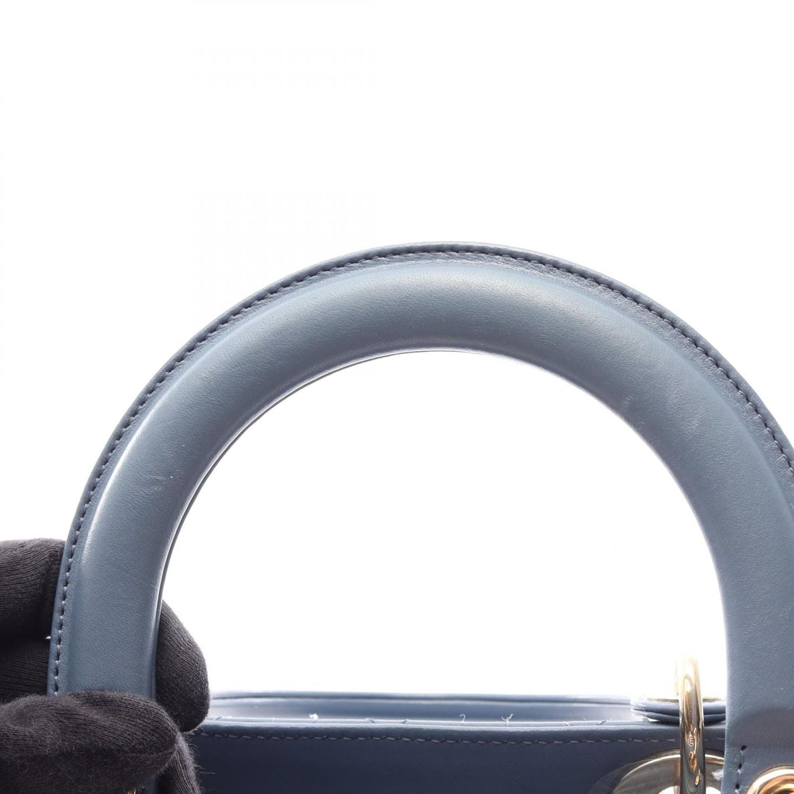 Dior Handbag Lady Dior Cannage 2-Way Blue Leather Tote — view 8