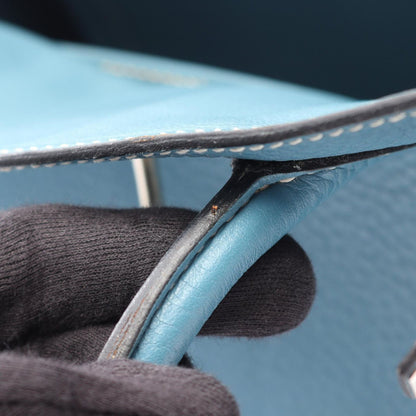 Hermes Handbag Birkin 30 Blue Jean Leather — view 8